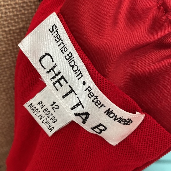 Chetta B Dress. Red Sateen Feel. Size 12. Beautiful Fabric - Picture 10 of 14